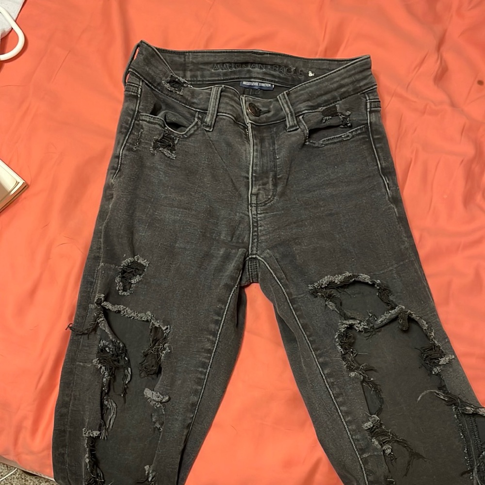 American Eagle Black Ripped Jeans